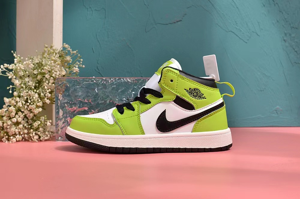 Youth Running Weapon Air Jordan 1 Green/White Shoes 0138